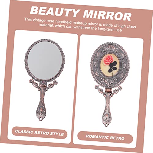 Miroir à main rétro pliable rose pour retouches express faciles - 8