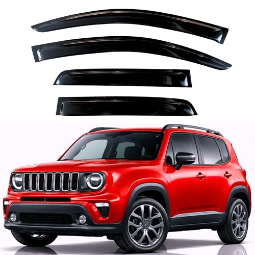 Image of KPY Rain Guards Fit for 2015-2024 Jeep Renegade, Out-Channel Window Visors Vent Wind Deflectors 4PC, Car Accessories for 15-24 Renegade