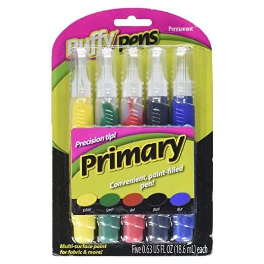 I Love To Create 26196 5-Piece Puffy Paint Pen Set, Primary