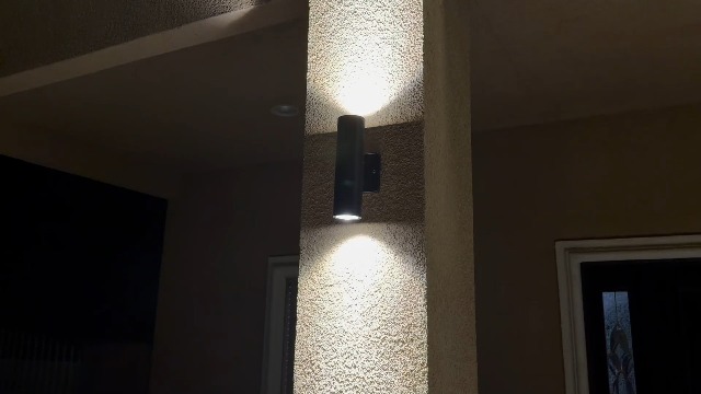 Image of Modern Outdoor Wall Light Fixtures, 2 Pack Integrated COB LED Cylinder Up Down Wall Sconce, 12W 3000K Matte Black Aluminum Waterproof Exterior Porch Lights for House Entryway Garage