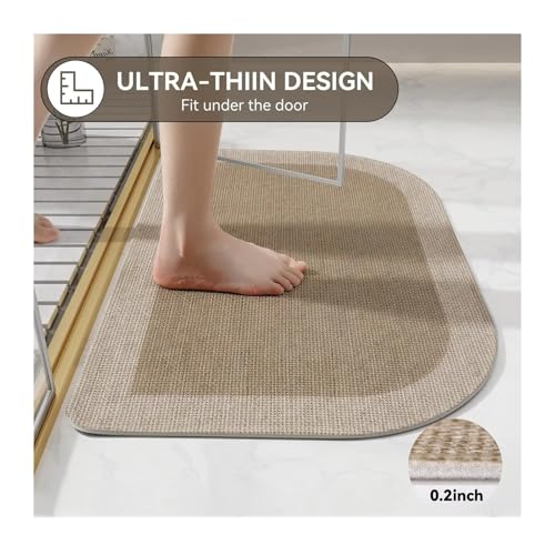 Tapis de bain demi-cercle antidérapant lavable et séchage rapide