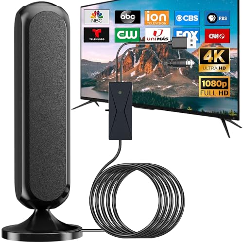 TV Antenna for Smart TV Indoor with Amplifier Signal Booster, 2026 Digital Antenna for Local Channels 600+ Miles Long Range, 360 Reception Portable, Support 4K 1080P, Coaxial Cable