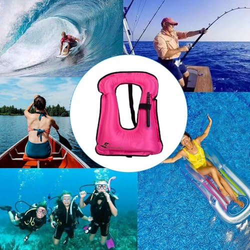 FORWEWAY Aufblasbare Weste,Schwimm Weste Schnorchelweste für Erwachsene und Jugendliche, Auftriebshilfe für Wassersport, Schnorcheln, Schwimmen, Surfen, 66-220 lbs(rosa)