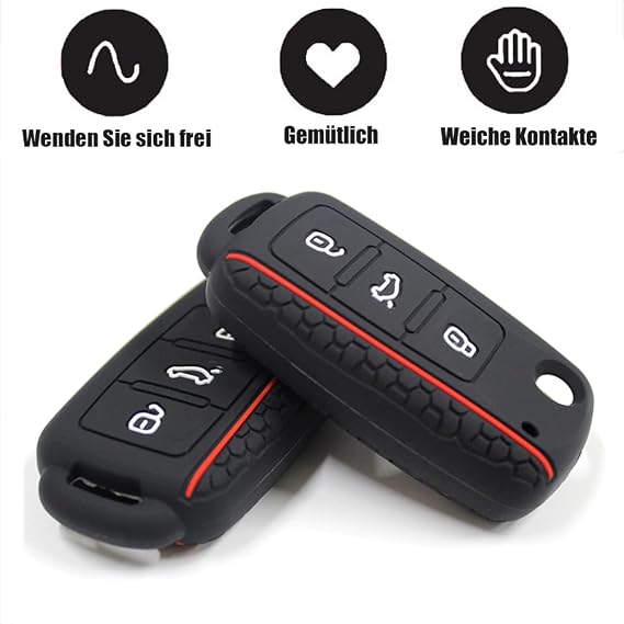 for VW Car Key Cover,3 Buttons Silicone Key Case Protection