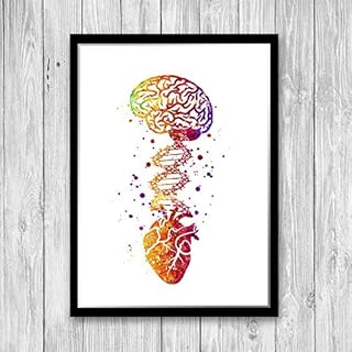 Umano cervello cuore DNA molecola acquerello stampa arte filosofia psicologia anatomia arte astratta parete arte infermiere medico laurea regalo