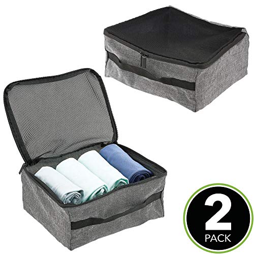 mDesign Medium Fabric Travel Storage Organizer Cube with Mesh Tops, Handles and Two-Way Zippers for Packing Suitcases… - Image 3