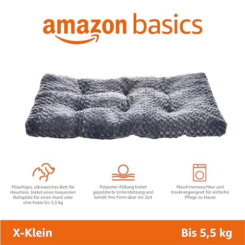 Amazon Basics Maschinenwaschbar Hundebett und Haustierbett für Hunde und Katzen - Waschbar und Strapazierfähig, Sehr Klein, 59 x 46 x 6 cm (L x W x H), Graue Wirbel – Bild 3