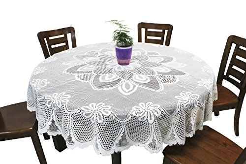 Gefeii White Lace Tablecloth Crochet Table Linen Round Lace Table Covers For Kitchen Dinner Wedding Party Banquet Chrismas Decoration 70 Inch #TOP5