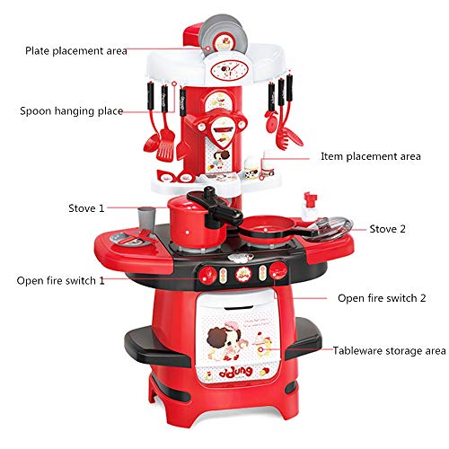 Maxiaoyun Kinderküche Spielzeug Kinder Küche Spielset mit Spielzeug-Zubehör-Set inklusive Moderne Chef-Küche Bunte… – Bild 4