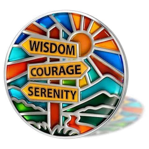 Value Valor Vow Stained Glass Sobriety Coin - Inspirational Sober Chip, AA Recovery Medallions for Milestone Celebration Sobriety Gifts for Men & Women in Recovery, Token of Hope, Healing & Strength Cover