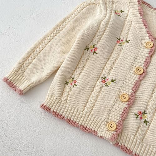 HOOLCHEAN Baby Girls Cotton Small Floral Embroidery Cardigan Sweater3