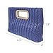 Top Handle Straw Clutch (Navy) Large