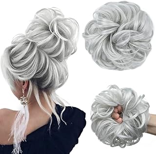SARLA Messy Hair Bun Hair Piece for Womens Synthetic Hair Buns Extension Scrunchies Hairpieces Ponytail Hair Extensions Jet Black