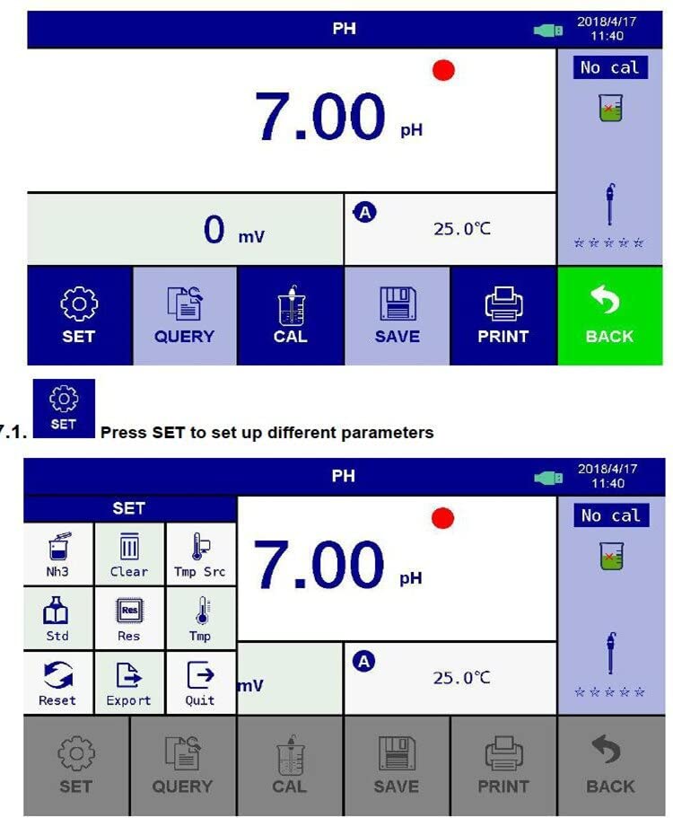 Touch Screen PH Meter with RS232/PC Connect/USB Port/Printer Port