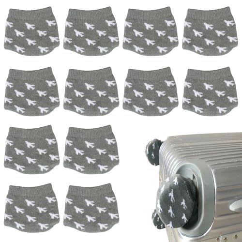 TWZKXC Luggage Wheels Cover Socks, 12 Pack Anti Dust Scratch Luggage Compartment Wheel Protection Cover Full Wrap Fabric Protector Universal Sleeve Case for Suitcase Prevents Floor Bed Dirt, Black by TWZKXC - Used condition - US$7.86
