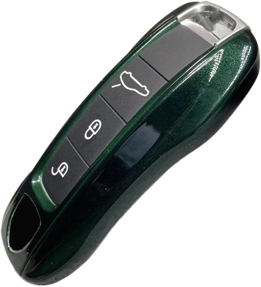 Key Case Dark Green Compatible For Porsche 718 911 Panamera Cayenne Macan Boxster Cayman Car Shell Cover Remote Control Fob Replace(New Version)