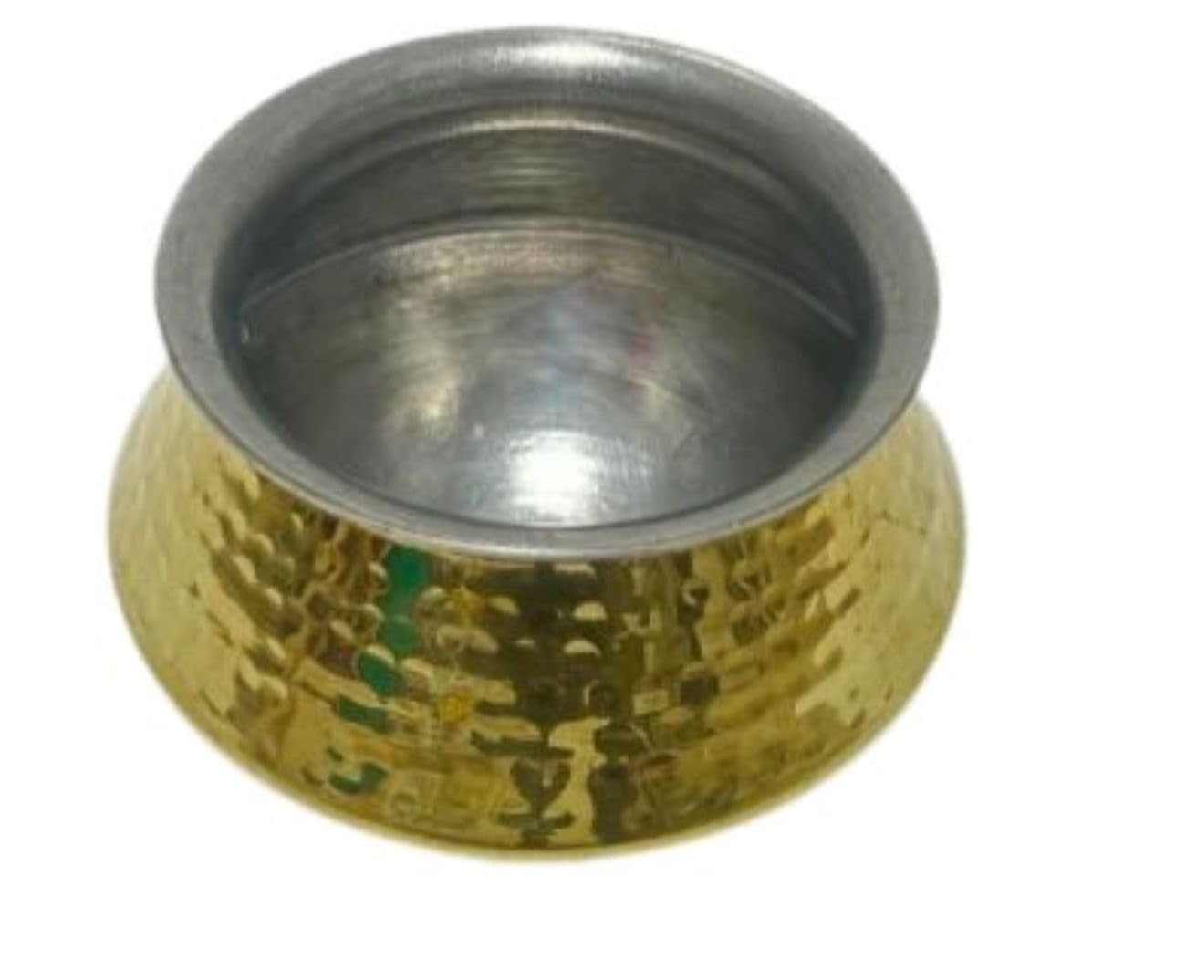 Generic jewellary hub Traditional Hammered Brass (Inside -Tin Coating) Handi | Degchi for Cooking Biryani Dal Vegetable Sabzi (Brass, S- 1 liter), BT003