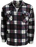 Kapray Clothing Camisa acolchada para hombre con forro de piel de leñador con capucha de forro polar, sherpa, antipelado, acolchada, térmica, cálida, a cuadros (as8, alpha, x_l, regular, regular, azul