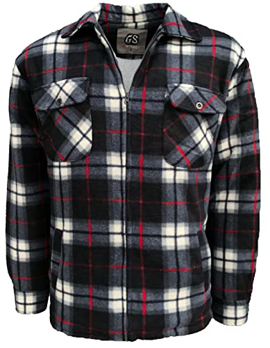 Image of Kapray Clothing Mens Padded Shirt Fur Lined Lumberjack Hooded Fleece Lumberjacket Sherpa Anti Peel Quilted Thermal Warm Check Shirt (as8, alpha, xx_l, regular, regular, Dark Navy)