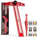 Nicpro Woodworking Scriber Marking Line Ruler, Adjustable Aluminum Alloy Sliding T-Square Ruler with Carpenter Pencil, Angle Adjustment Scale, Precision Line Drawing aid Ruler Tools for Woodworking