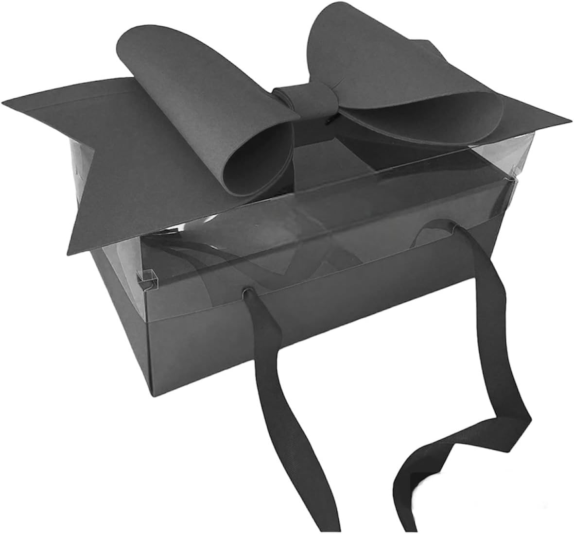 Gift box LARGE with bow lid (black) 13,7 x 8,2 x 4,3 inch