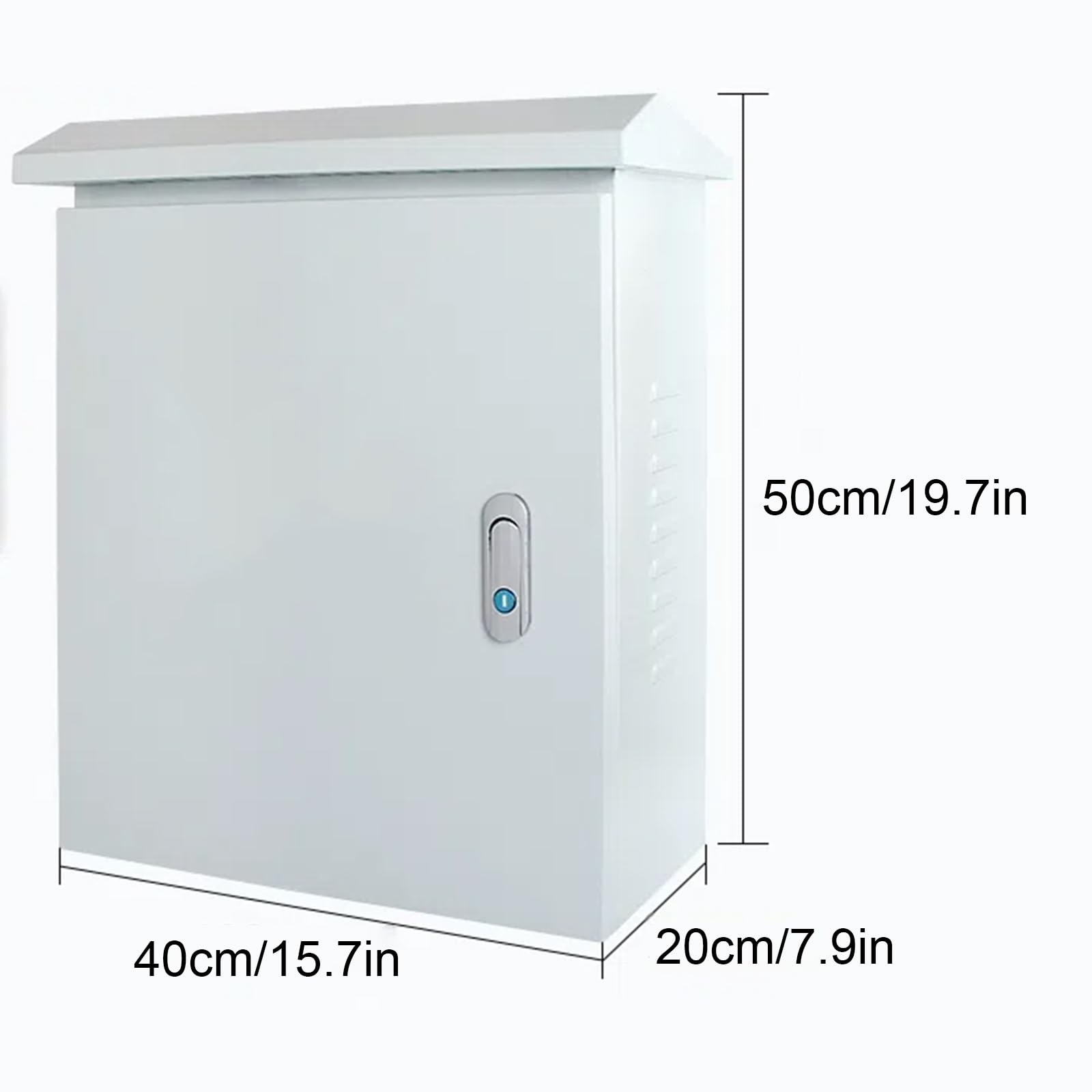 Scatola Elettrica In Acciaio Laminato A Freddo, Scatola Di Giunzione Chiudibile A Chiave, Parte Superiore Antipioggia(50x40x20cm/19.7x15.7x7.9in)