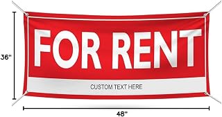 for Rent Banner Sign Personalized - 13 Oz Heavy Duty Waterproof Custom for Rent Vinyl Banner for Business with Metal Grommets, VP5563 (36" x 48")