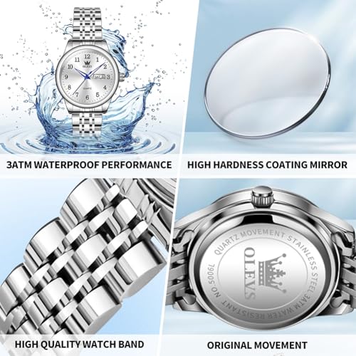 Image of OLEVS Luxury Ladies Watches,Women's Watch with Day and Date,Female Watch for Small Wrist,Gold Stainless Steel Watches for Women,Easy Read Ladies Wrist Watches Waterproof(Adjustable Strap
