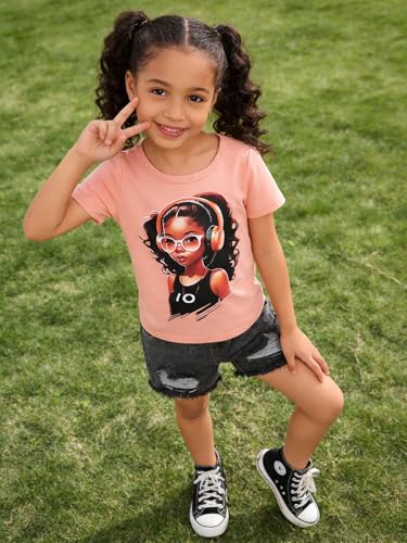 Image of Kids Toddler Girls Summer Clothes Leopard Butterfly Print T-Shirt + Belted Denim Jeans Shorts 3PCS Outfits