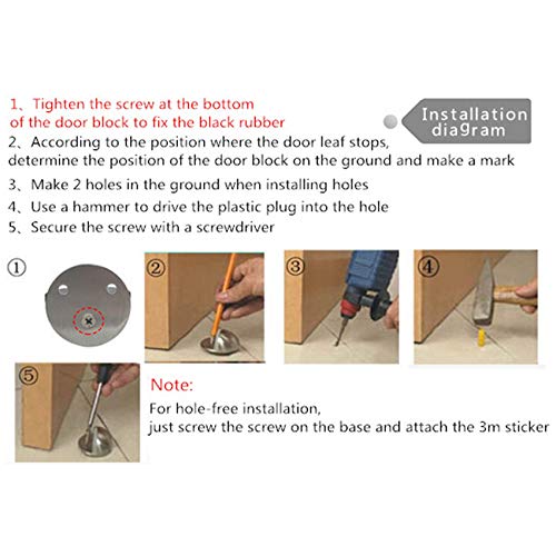 Zckj Door Stopper With 3M, Dome Shaped Stainless Steel Brushed Satin Nickel Door Stop, Modern Soft-Catch Mute Door Holder Doorstop For Hotel Home Restaurant, Ground Mount Silver 4 Pack #TOP5