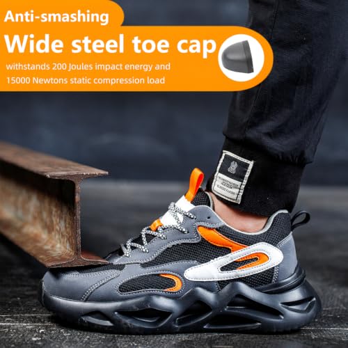 Image of Ruivina Steel Toe Shoes for Men Women Safety Shoes Wide Lightweight Breathable Slip Resistant Puncture Proof Work Sneakers Puncture Proof