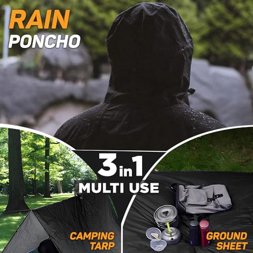Image of ROCKSPORT Unisex Outdoor Rain Poncho for Adult,Multi Use, Waterproof, Lightweight, Reusable & Packable, One Size Fits Most