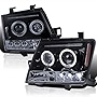 Spec-D Tuning Glossy Black Halo Projector Headlights Smoke Lens Compatible with 2005-2012 Nissan Xterra Left + Right Pair Headlamps Assembly