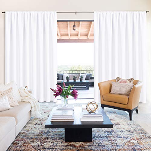 Wontex 100% White Blackout Curtains For Bedroom 52 X 84 Inches Long - Thermal Insulated, Noise Reducing, Sun Blocking Lined Rod Pocket Window Curtain Panels For Living Room, Set Of 2 Winter Curtains #TOP7