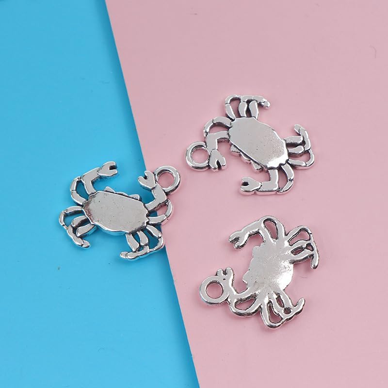 50Pcs Crab Charms Crab Pendants Antiqued Silver Tone Double Sided Making DIY Handmade Accessories Craft 15 x 16 mm - Image 4