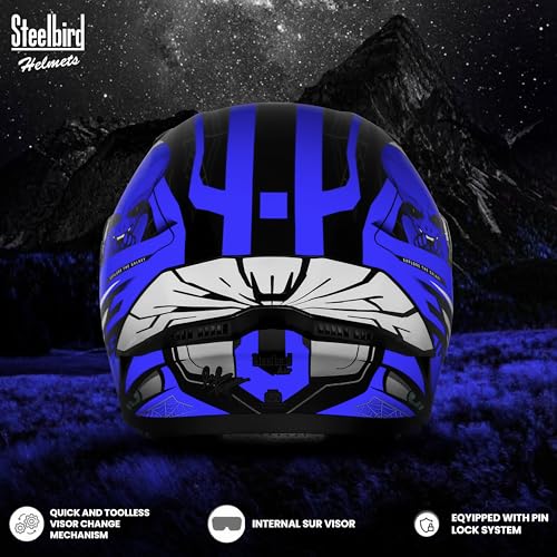 Image of Steelbird SBA-20 Strange ISI Certified Flip-Up Graphic Helmet for Men and Women with Inner Silver Sun Shield