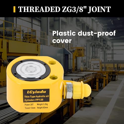 Image of 20T Low Profile Stroke Hydraulic Ram Cylinder Jack 0.51 inch Stroke FPY-20 Single-Action Lifting Cylinder Jack Mini Protable Porta Power Ram for Machinery and Industry
