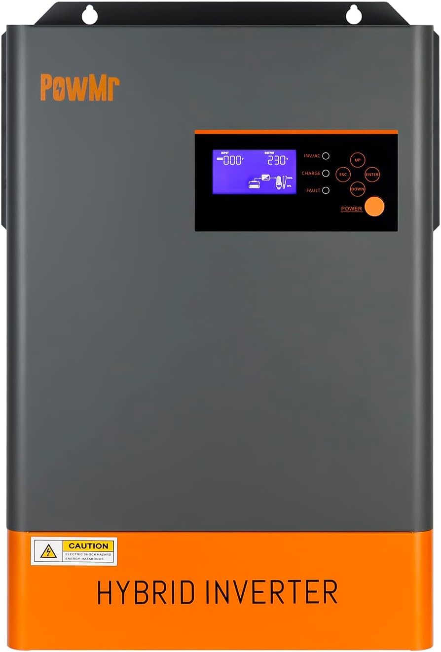 PowMr 6200W Hybrid Wechselrichter MPPT 48V DC zu 220V/230V AC Solar Wechselrichter mit MPPT 120A Laderegler Unterstützung bis zu 12 Geräte parallel, für Bleisäure/Lithium Batterien oder ohne Batterie