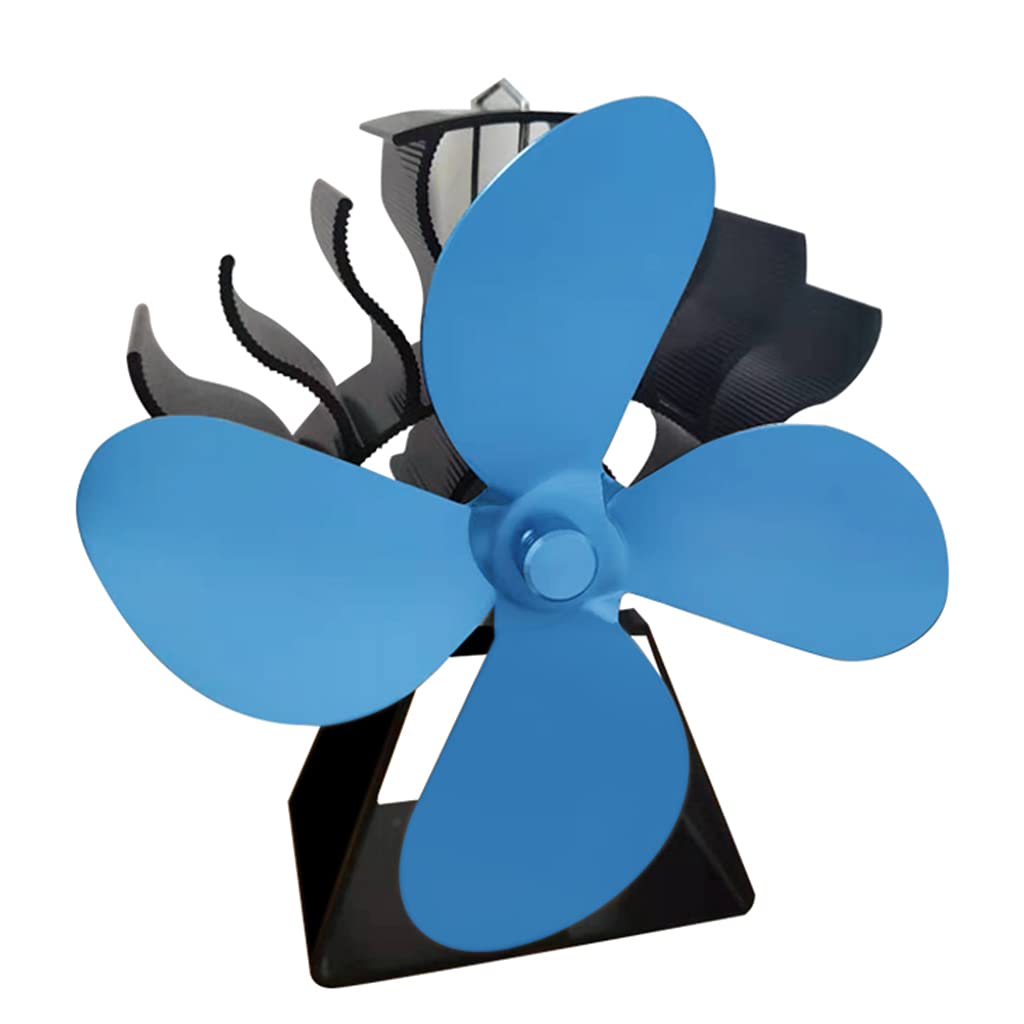 Crffz Blue Silent Fan Efficient Heat Distribution For Room 122°F Start Heat Powered Withthermometer Powered Stove Fan For Wood Burning Stove