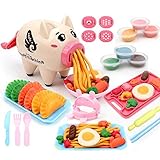 Deardeer Play Dough Sets Playdough Playsets Noodle Machine Fun Kitchen Toy for Kids Children - 21pcs