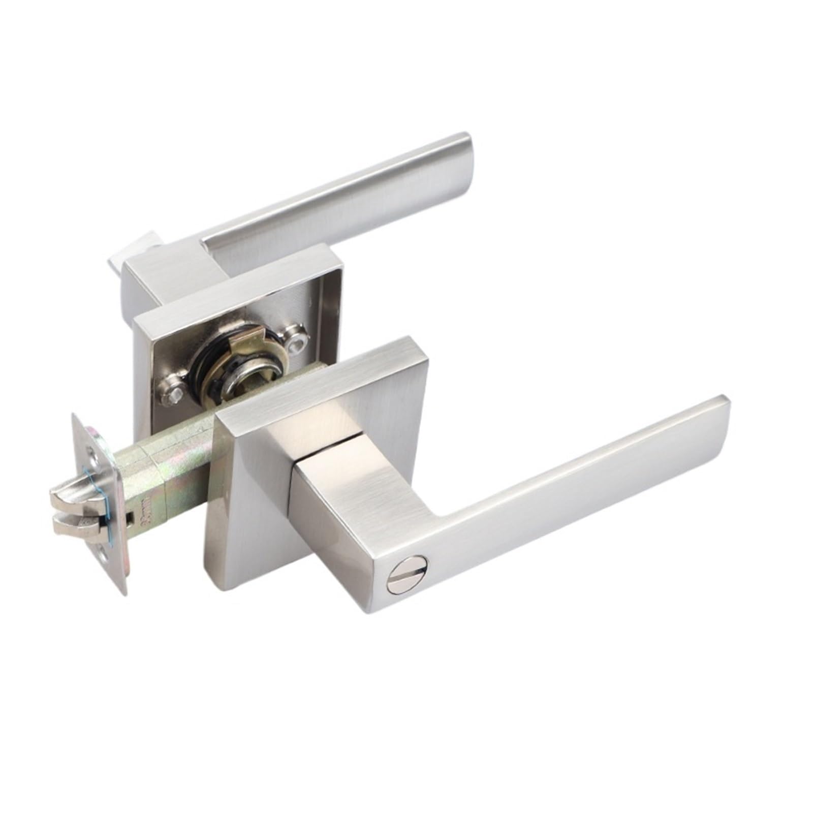 NYRXRYTCA American Three-Pole Lock Hotel Bathroom Door Lock Bedroom Privacy Lock Three-Pole Handle Lock Ball Lock(Brushed silver BK without key)
