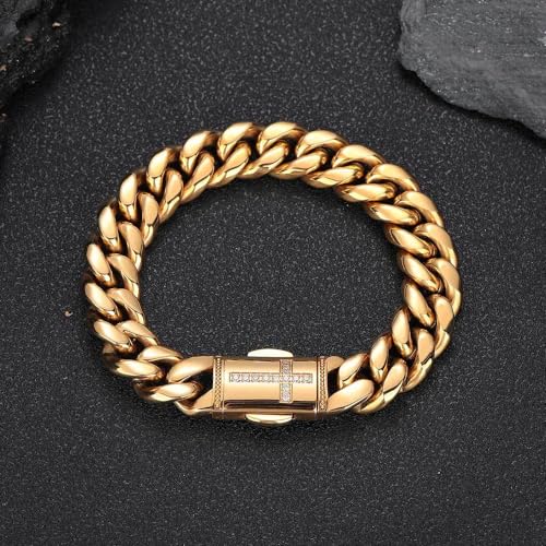 18K Gold Cuban Men's Chain Cross Bracelet West Coast Hip Hop Bracelet Men's Gift for Father, Brother, and Friend4
