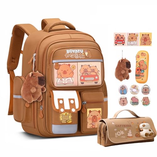 Capybara sac à dos en dessin animé étanche pour les sorties scolaires et le collège