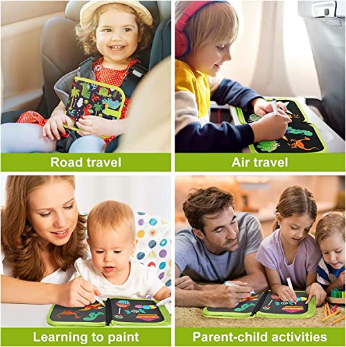 Image of AMENDAS Erasable Doodle Book Set for Kids, Reusable Magic Drawing Book with Watercolor Pens, Road Trip Car Game Writing and Painting Set for Boys and Girls