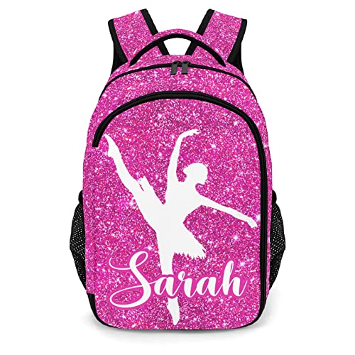 Custom Ballet Pink Red Backpack Custom Name Large Capacity Shoulder Bags for Sports Party