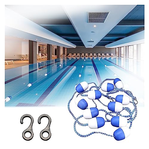 TUOYIBO Indoor Pool Safety Divider Rope and Float Line, Professional Swimming Lane Dividers - 3/5/7/9/10/12/15/18/20 m Long, for Commercial Competition/Water Park, Blue-White Buoy Ball (Color : Dia