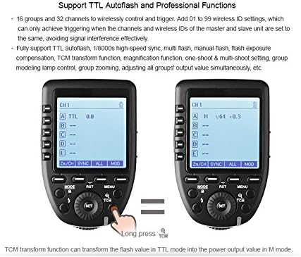 Godox XPro-C TTL Wireless Flash Trigger for Canon Cameras, 1/8000s HSS TCM Large Screen Slanted Design 5 Group Buttons 11 Customizable Functions for V1C V1ProC V860IIIC AD200Pro AD200ProII AD400Pro