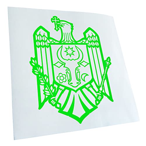 Kiwistar - Autocollant - blason Moldavie - 40 x 32 cm - néon vert - G40 - Pour voitures, vélos, véhicules, motos, cyclomoteurs, tuning, vitres arrière