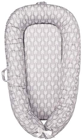 Baby Newborn Lounger,Portable Travel Bassinet for Bed,Breathable & Hypoallergenic Sleeping Crib for Newborn 0-12 Months (Gray)