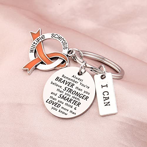 Seiraa Multiple Sclerosis Keychain Orange Awareness Jewelry Orange Ribbon Multiple Sclerosis Jewelry For Women (Multiple Sclerosis Keychain) #TOP3